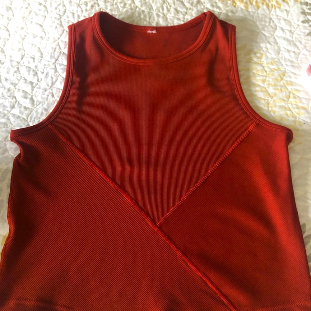 Old Navy cropped tank - brick red in color
